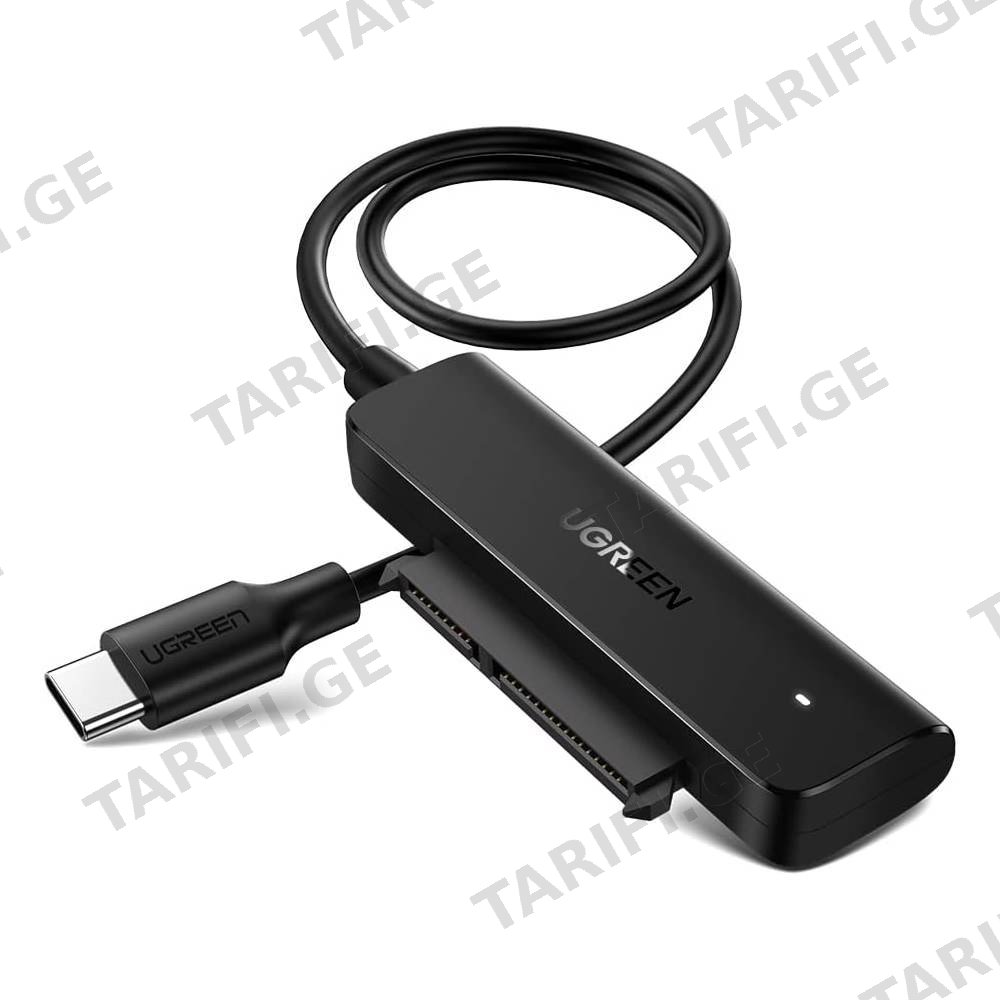 Type-C ადაპტერი UGREEN CM321 (70610), Type-C 3.0 to 2.5-Inch SATA Converter, 50cm, Black