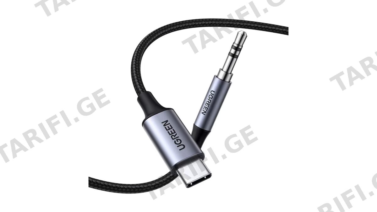 აუდიო ადაპტერი UGREEN 20192, Type-C Male To 3.5mm Male Audio Cable With Chip, 1m