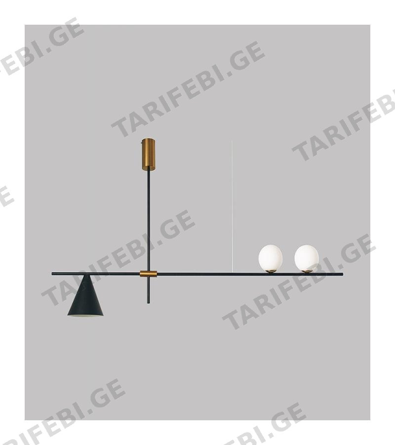 ჭაღი GZMO-758 1230*700 G9*2+E27*1 ფერი : BRASS/BLACK SHADE