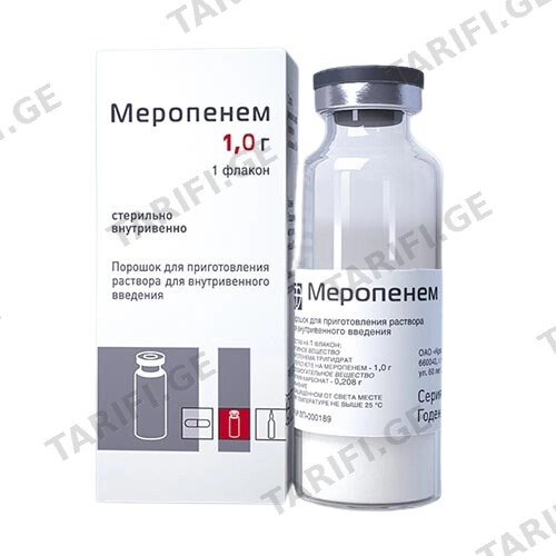 მეროპენემი ანფარმა ი/ვ ფხვნილი საინექციო ხსნარის მოსამზადებლად 1000მგ ფლაკონი #1