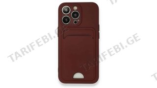 iPhone 11 Pro Max Kelvin Case ბარათის ჩასადებით სილიკონის ქეისი - შინდისფერი