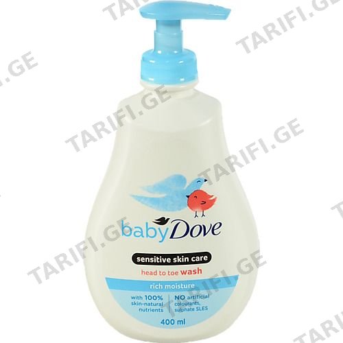 DOVE BABY ბავშვის შხაპის გელი "RICH MOISTURE" 400 მლ (დავი)