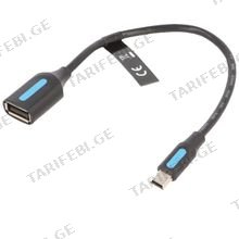 VENTION CCTBB USB 2.0 Mini-B Male to A Female OTG Cable 0.15M Black PVC Type