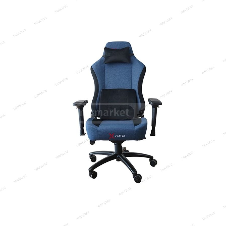 Vertex Nebula Gaming Chair Blue Fabric Adjustable Armrests L