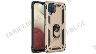 Samsung Galaxy A12 Sofia Ring Case სილიკონის ქეისი ბეჭდით - ოქრო