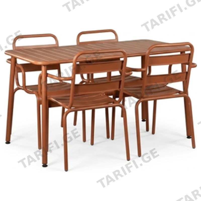 ეზოს ავეჯის კომპლექტი COMFORT ROOM T-108+D-18 TER, 5 ნაწილიანი, ყავისფერი