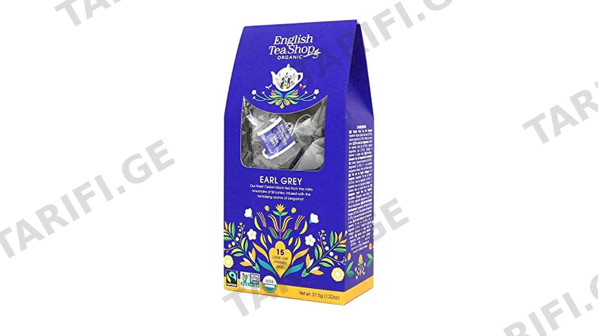 English Tea shop - ორგანული შავი ჩაი „EARL GREY”- 6*37.5გრ (6*15*2.5გრ)