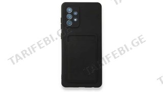 Samsung Galaxy A72 Kelvin Case ბარათის ჩასადებით სილიკონის ქეისი - შავი