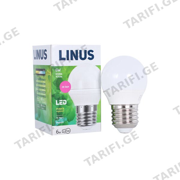 LED ნათურა ეკო 6ვტ 6500კ LINUS E27 Lin19-7877