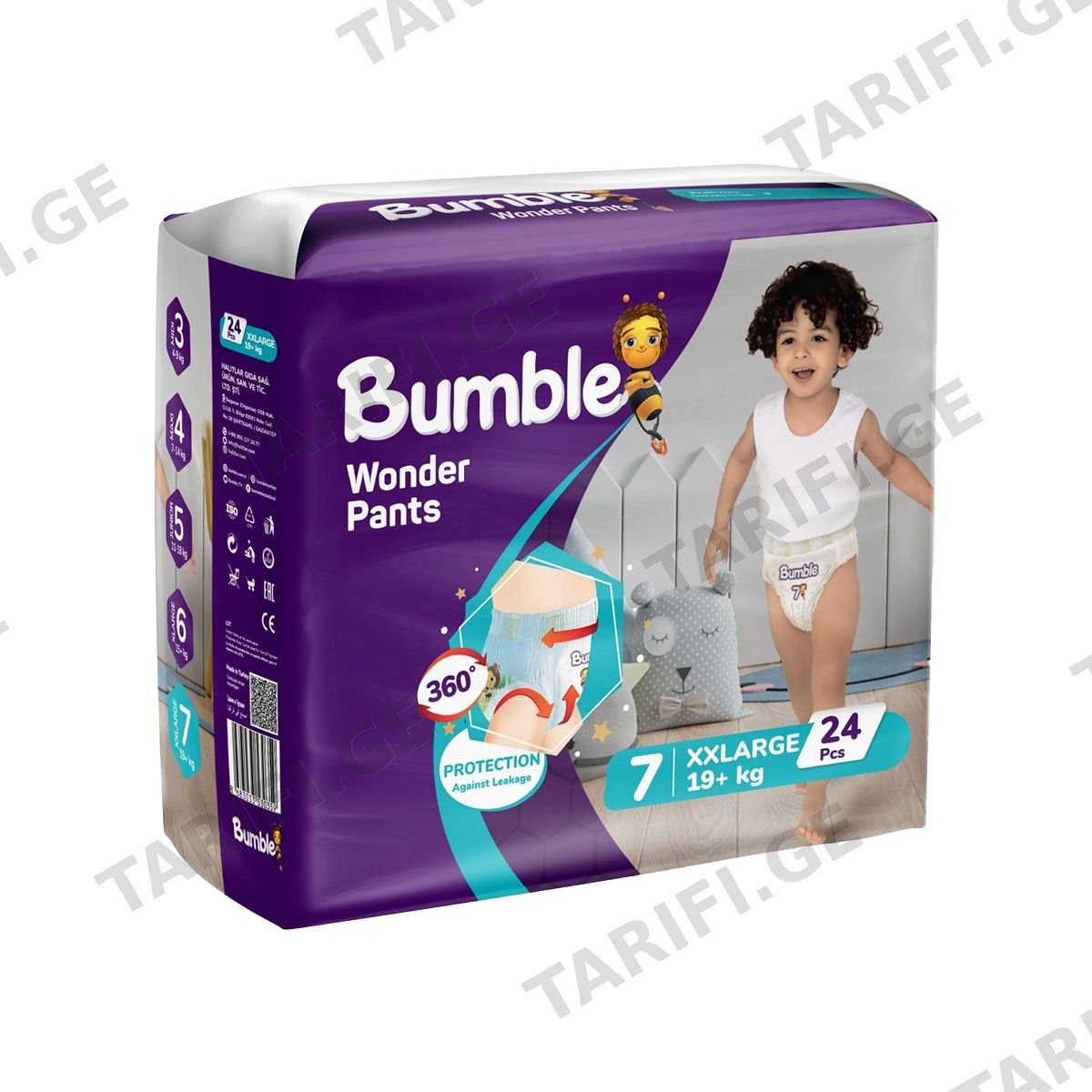 ბავშვის ტრუსი 19+კგ 24 ცალი 0359 ბამბლ ბეიბი - Bumble Baby