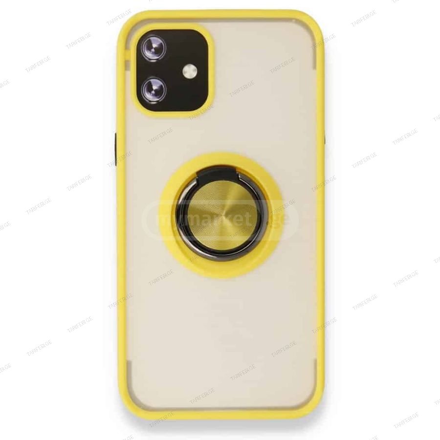 iPhone 12 Montreal Ring სილიკონის ქეისი ბეჭდით - ყვითელი