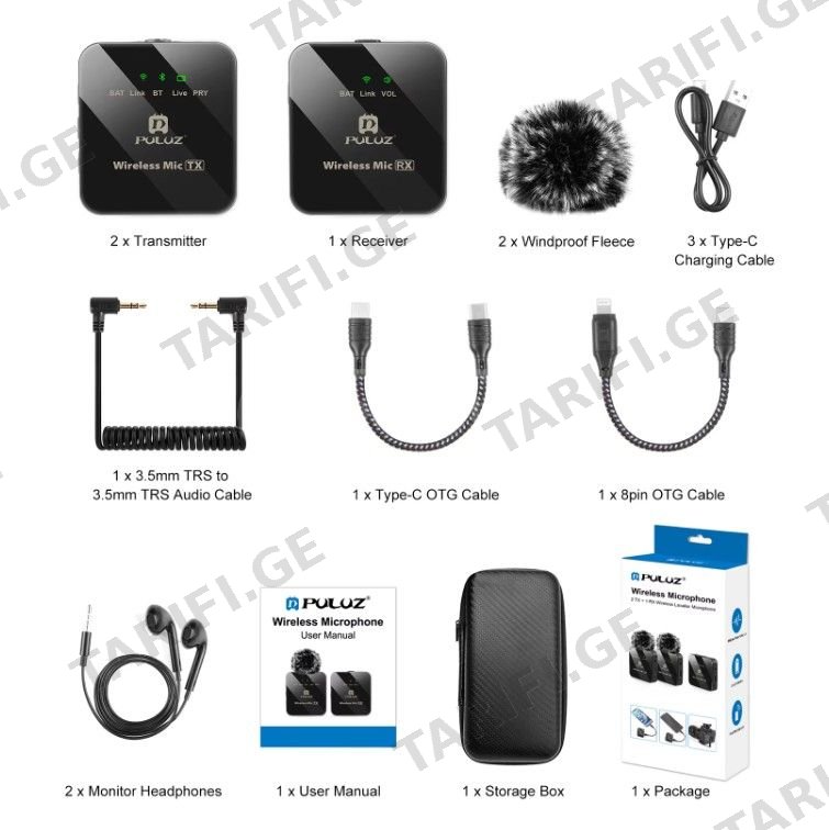PULUZ ორიგინალი Wireless უკაბელო მიკროფონი