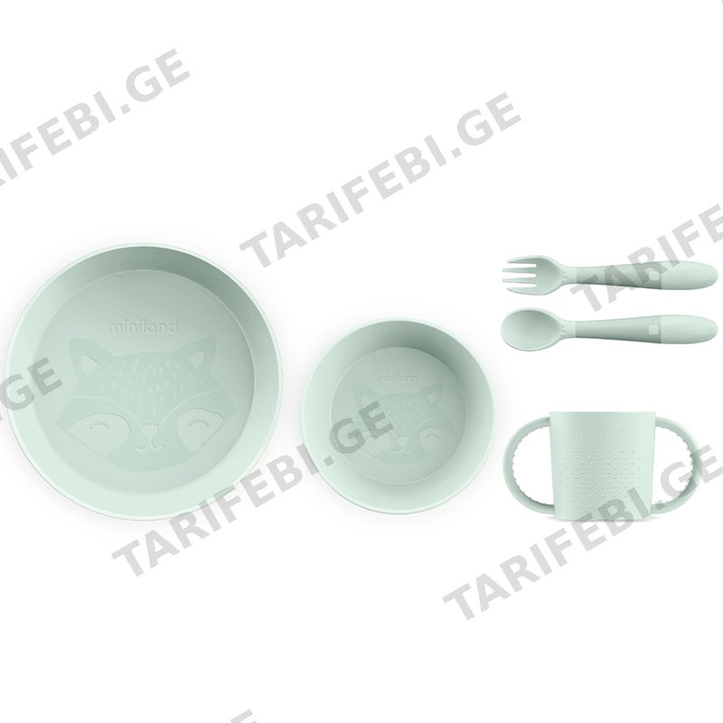 საბავშვო ჭურჭლის ნაკრები MINILAND MEAL SET ROUND MINT