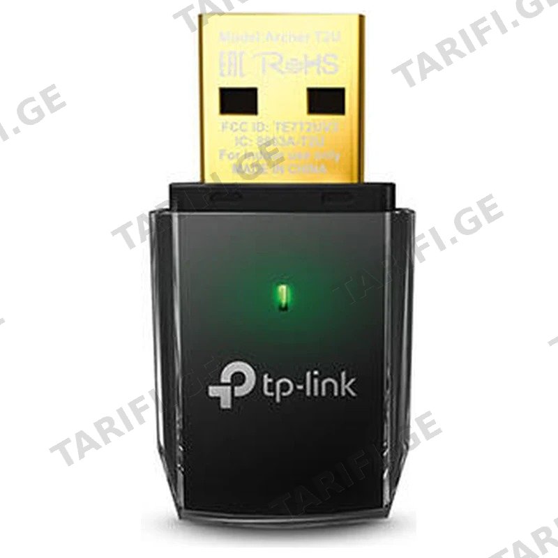 WI-FI ადაპტერი TP-LINK ARCHER T2U AC600 DUAL BAND USB შავი