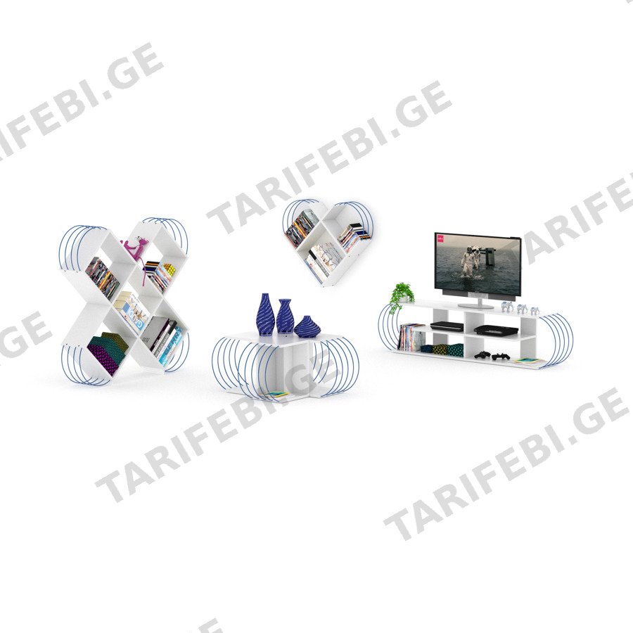თარო Case Bookcase (White-Blue) RF170406 (120*25*120)