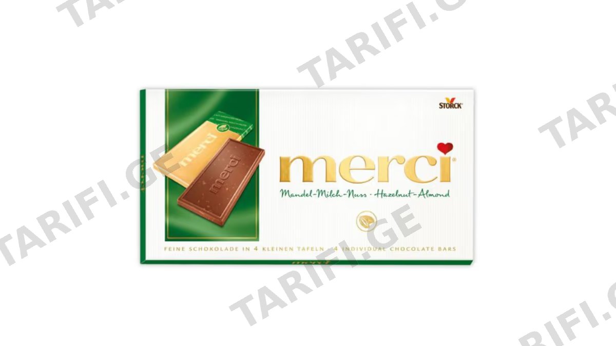 Storck - "merci"-შოკოლადის ფილა ნუშით 100გრ