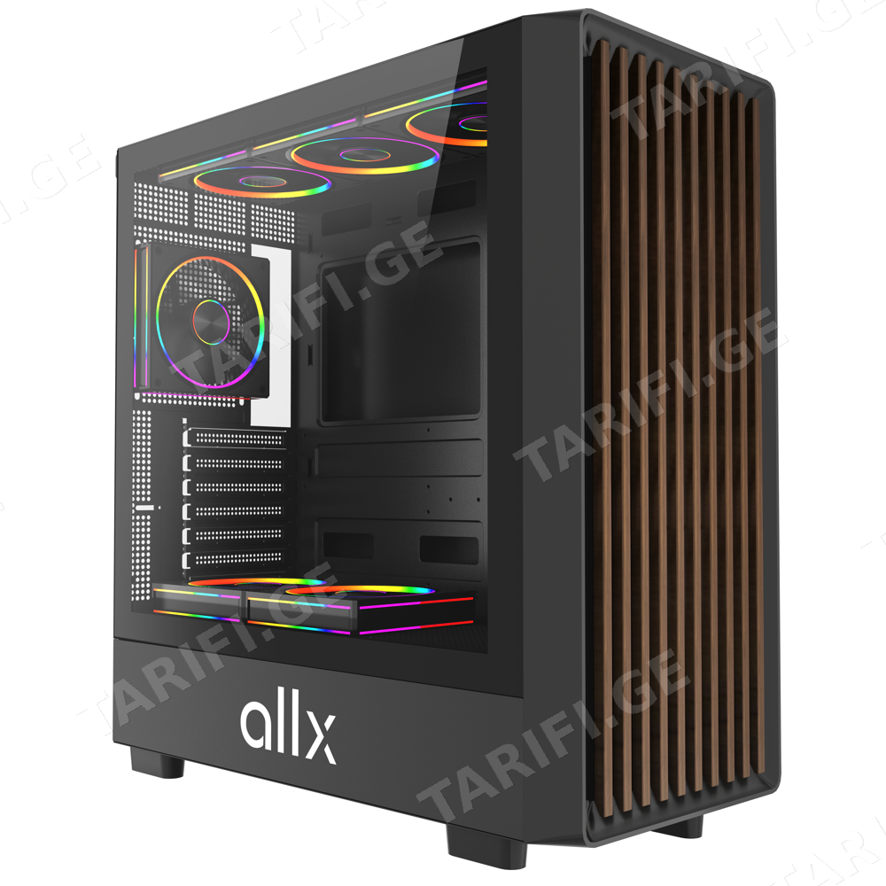 ქეისი ALLX AX-G2147, Computer Case, EATX, ATX, MATX, ITX, USB 3.0, USB, HD Audio, Black/Brown