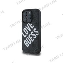 Guess PU 4G Hard Case With Big Love Guess Logo For iPhone 16 Pro Max GUHCP16XP4PLGWK Black მობილური ტელეფონის ქეისი