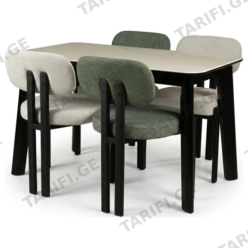 სასადილო კომპლექტი COMFORT ROOM DT9197-120+LCD250235, 5 ნაწილიანი, თეთრი