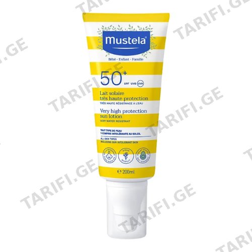 მუსტელა - საბავშვო ლოსიონი მზისგან დამცავი SPF50 200მლ
