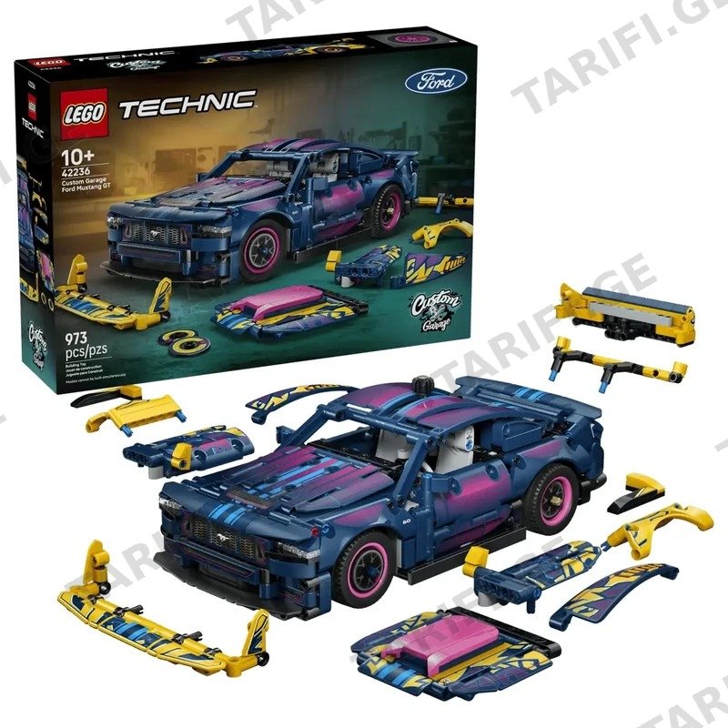 კონსტრუქტორი LEGO TECHNIC 42236 CUSTOM GARAGE FORD MUSTANG GT CAR (973 ნაწილი)