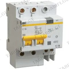 დიფერენციალური ავტომატი IEK 2პ 16А 30ma AD12