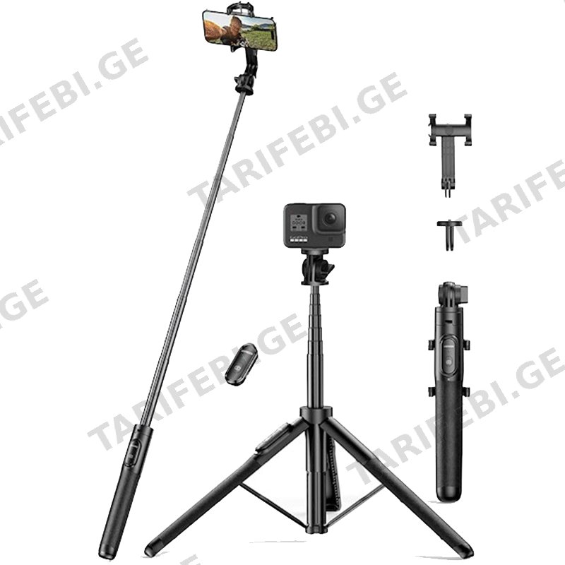 სელფის ჯოხი UGREEN LP586 (15062), BLUETOOTH, SELFIE STICK TRIPOD, BLACK