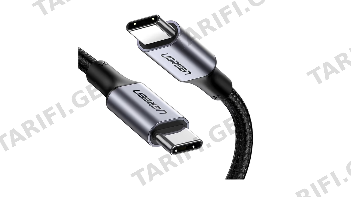 USB კაბელი UGREEN US316 (70429), 100W, Type-c to Type-c Cable, 2m, Black