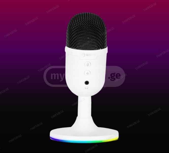 კომპიუტერის მიკროფონი Marvo MIC-06 RGB White Microphone