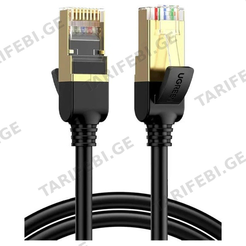 ქსელის კაბელი UGREEN CAT7 STP 11268, 10 GBPS, 1მ, შავი