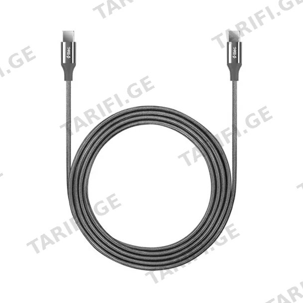 კაბელი (TYPE-C - TYPE-C) TTEC AlumiCable TYPE-C - 200CM 65W Fast Charge Cable Grey 2DK51UG