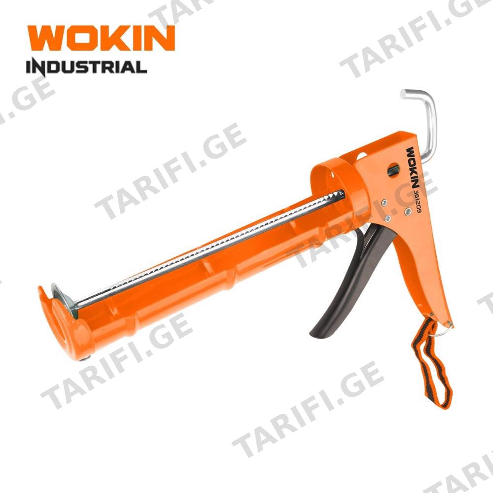 სილიკონის თოფი Wokin 361209, 225mm, 9″, 3-IN-1 (INDUSTRIAL) Heavy Caulking Gun, Orange