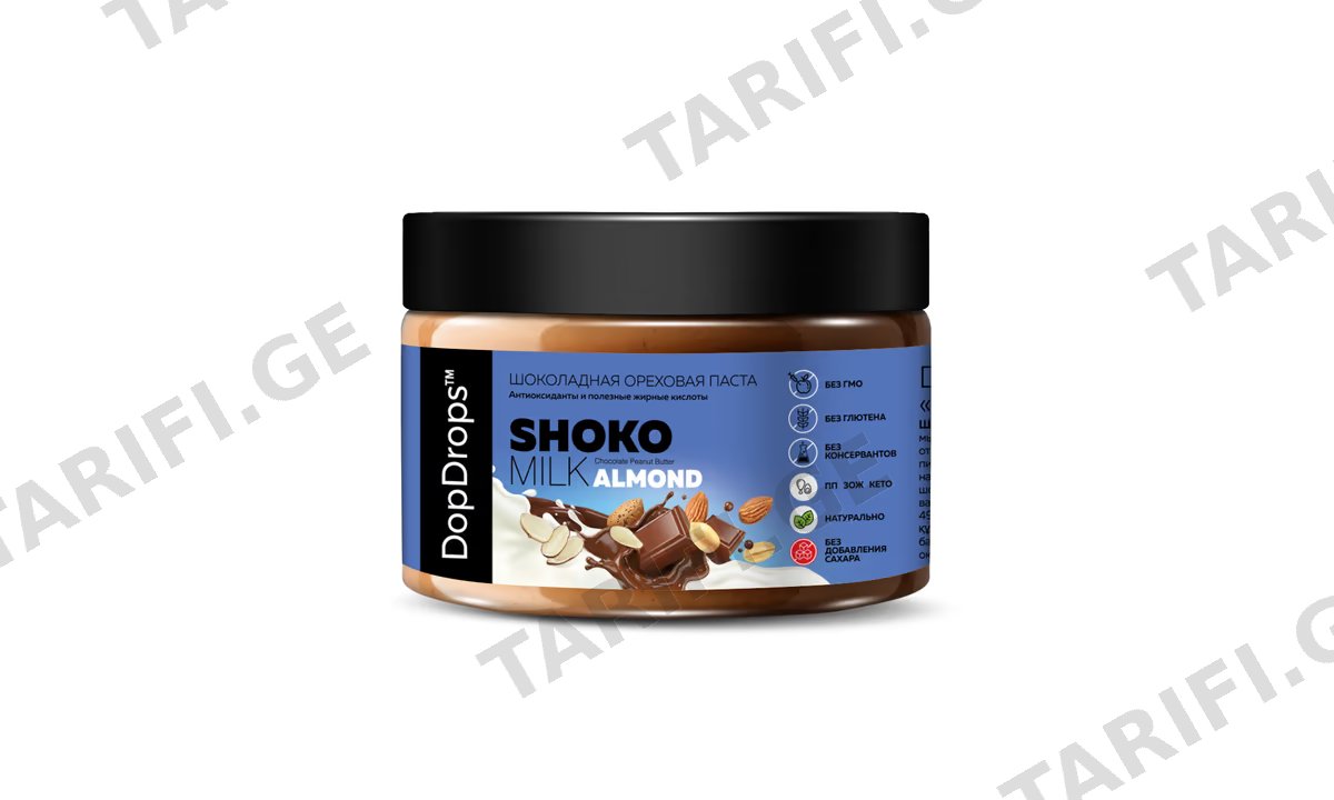 თხილის პასტა "DopDrops" Shoko Milk Almond 250გ