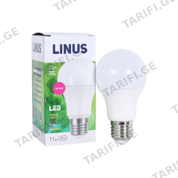 LED ნათურა ეკო 11ვტ 3000კ LINUS E27 Lin42-0891