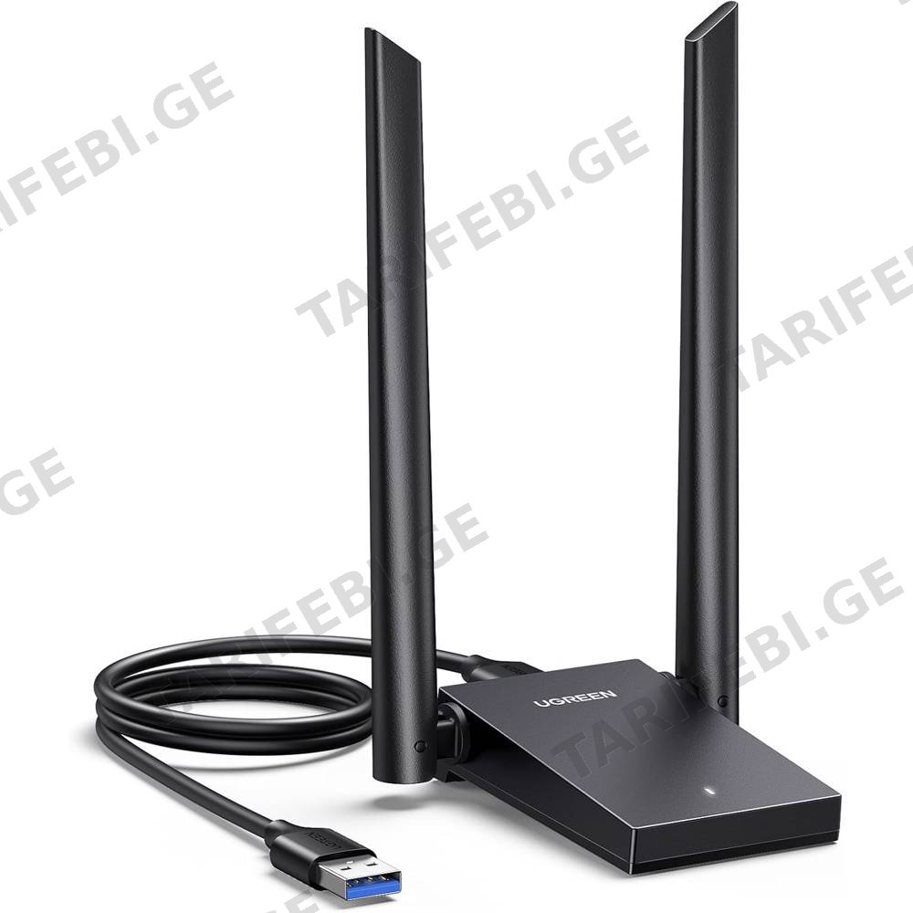WiFi ადაპტერი UGREEN CM495 (25226), AX1800 WiFi 6 Adapter, Black
