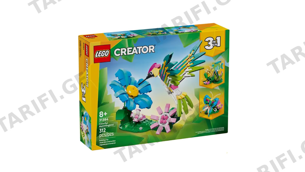 ასაწყობი კონსტრუქცია Lego 31384 Creator Wild Animals: Colorful Hummingbird, Prefabricated Construction