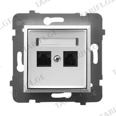 როზეტი კომპიუტერის CAT 5E Ospel Aria GPK-2U/K/m/00 2 განყოფილებიანი თეთრი