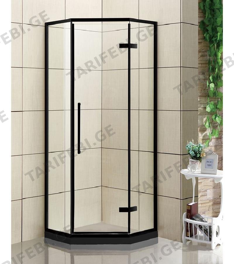 საშხაპე კაბინის მინის კომპლ. JL-168-9-HS ზომა. 90*90*195 სმ შავი კანტით 5*6 სმ Aokelya