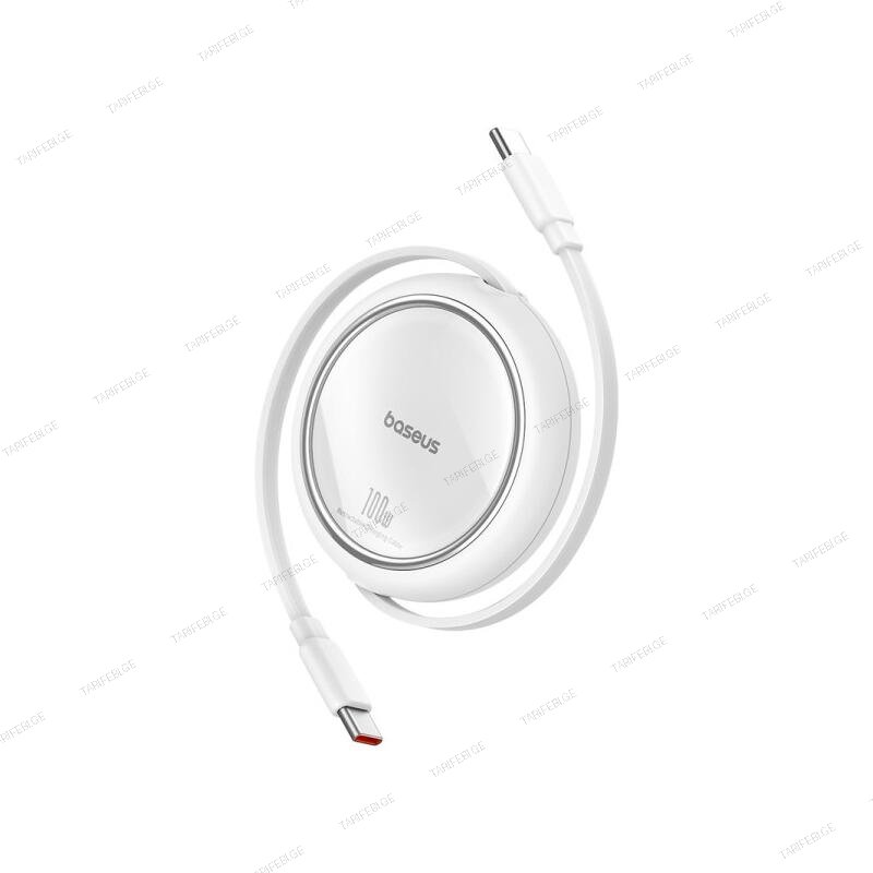 Baseus Free2Draw Mini Retractable Charging Cable Type-C to Type-C 100W 1m P10364500211-00 Moon White