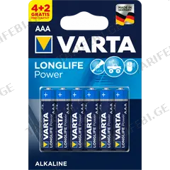 ელემენტი Varta Longlife Power Alkaline AAA 4+2 ც