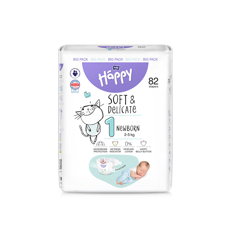 ჰეფი ბავშვის საფენი N1 2-5 კგ. 82ც (Newborn)