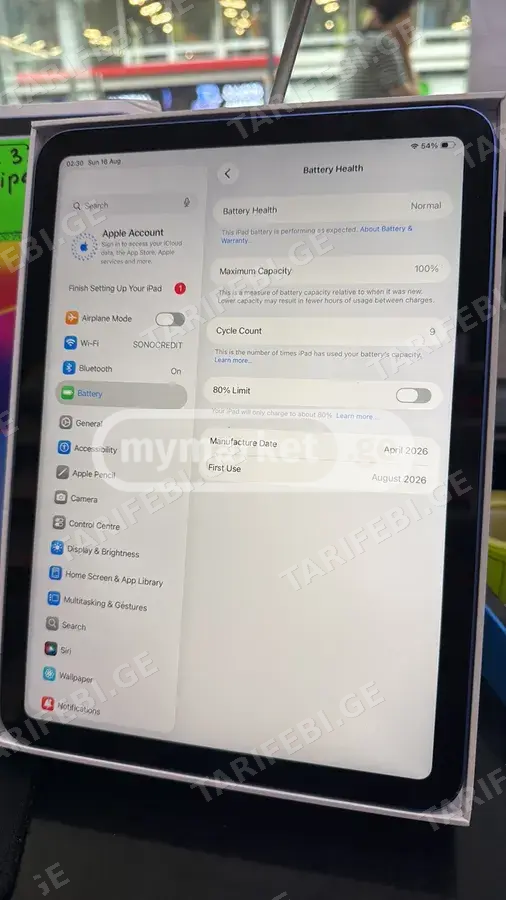 ipad a 16 256gb 100%