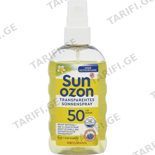 სანოზონი - მზისგან დამცავი სპრეი სახე/ტანი SPF50 200მლ 0 SUNOZON TRANSPARENTES SONNENSPRAY LSF 50