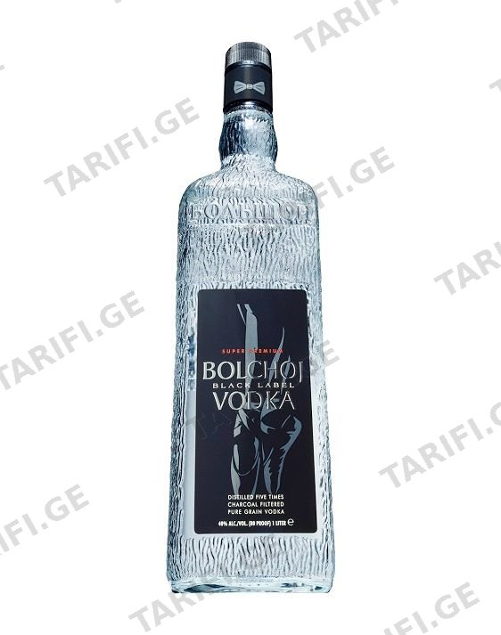 არაყი/ BLACK LABEL/ პრემიუმი, ხუთმაგი ფილტრაციით ნახშირზე 40% 1ლ