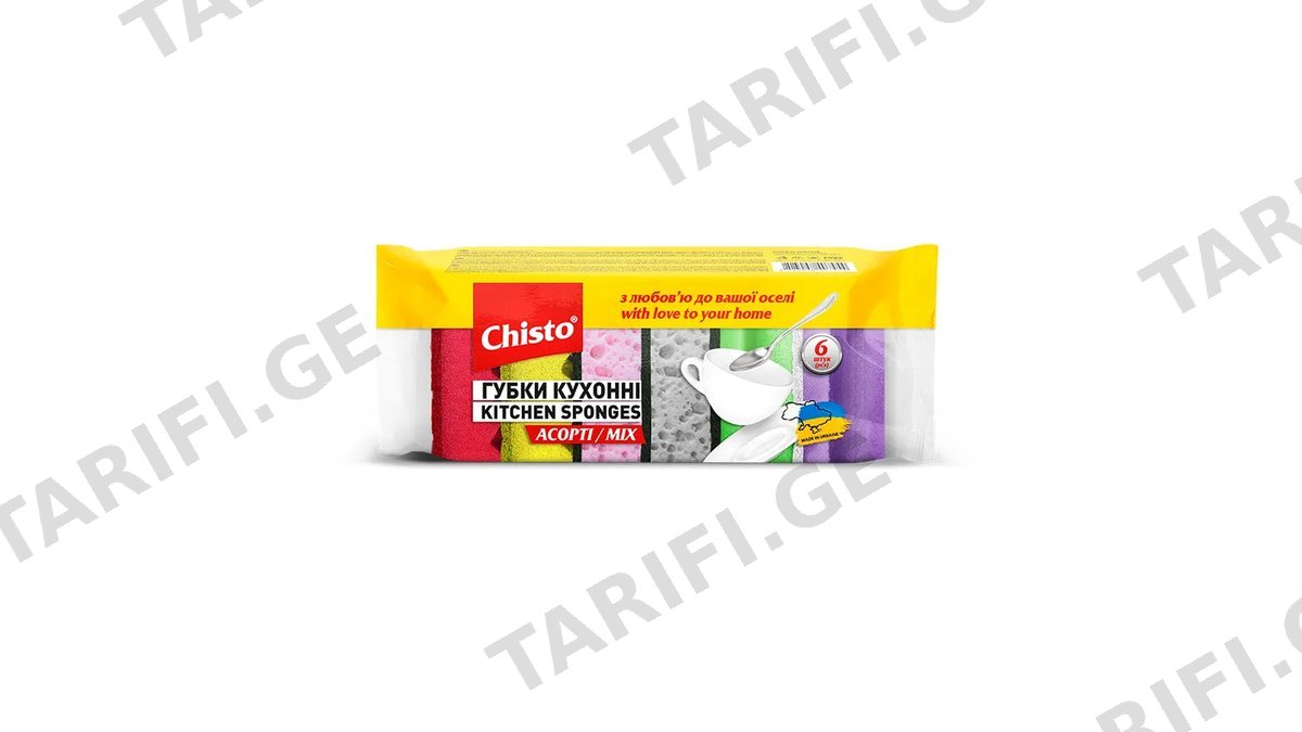 CHISTO სამზარეულოს ღრუბელი ასორტი 6 ც (ჩისტო)
