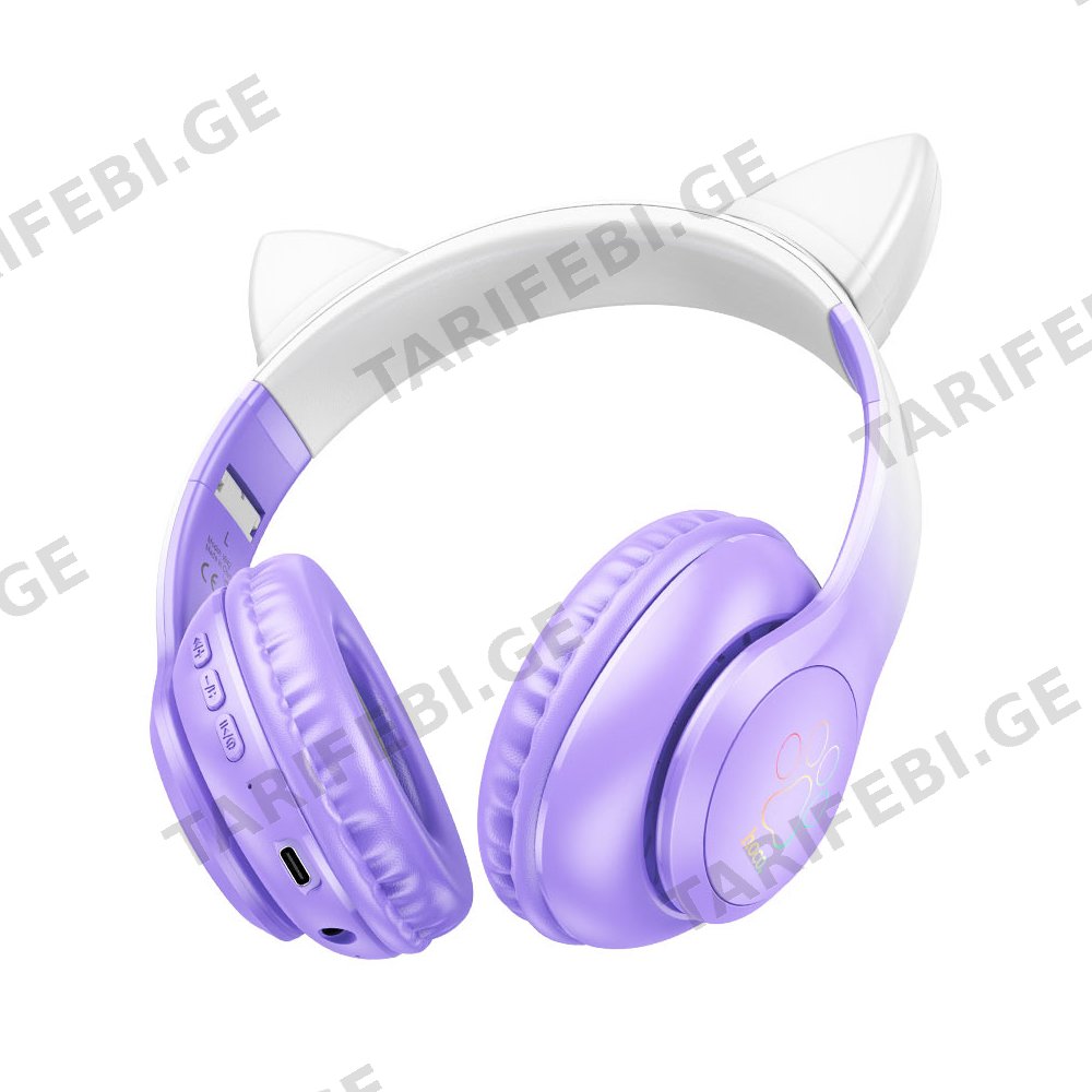 ყურსასმენი Hoco W42 Cat Ears (Purple)