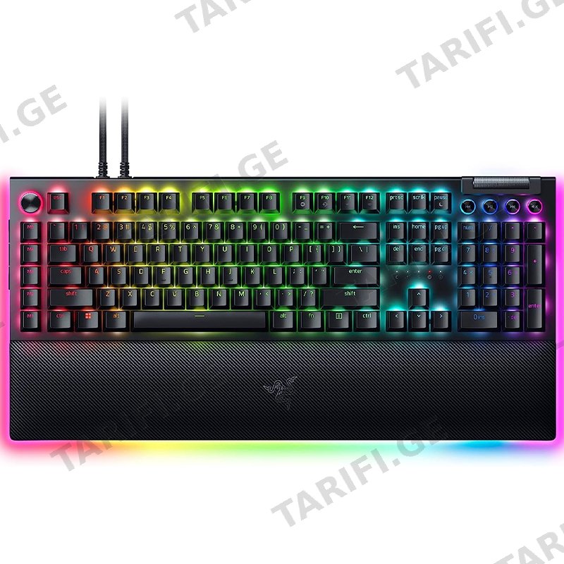 GAMING კლავიატურა RAZER BLACKWIDOW V4 PRO RZ03-04680100-R3M1 RGB 104KEY GREEN SWITCH USB EN BLACK