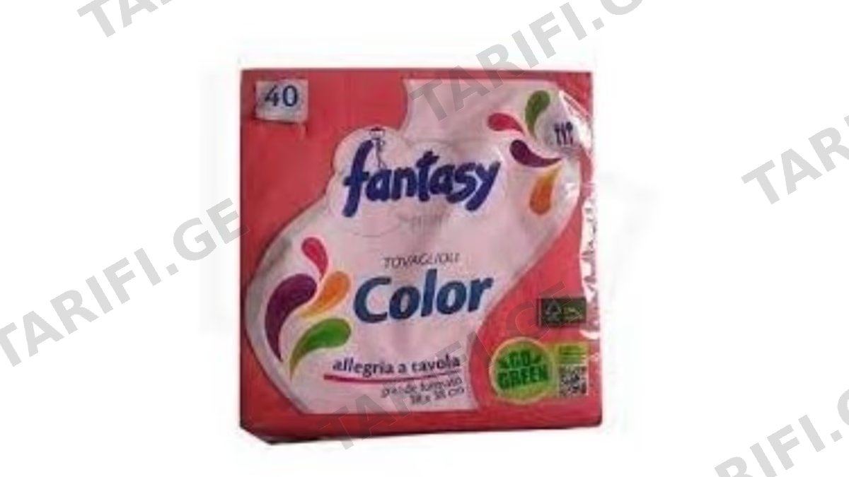 Fantasy -ხელსახოცი წითელი 40 ც 2 ფენიანი