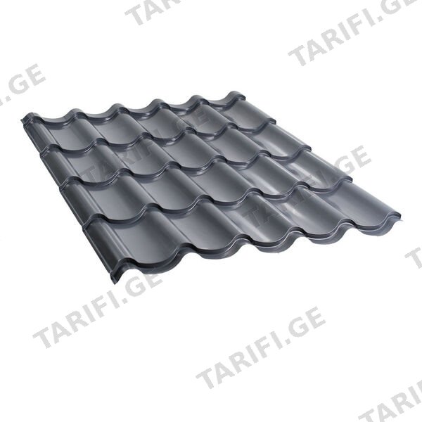 მეტალოკრამიტი ფერადი თუნუქის სახურავი 0.5X1180 პრიალა RAL7024 NOVA