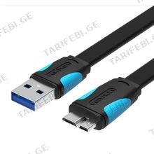 VENTION VAS-A12-B025 Flat USB3.0 A Male to Micro B Male Cable 0.25მ USB კაბელი